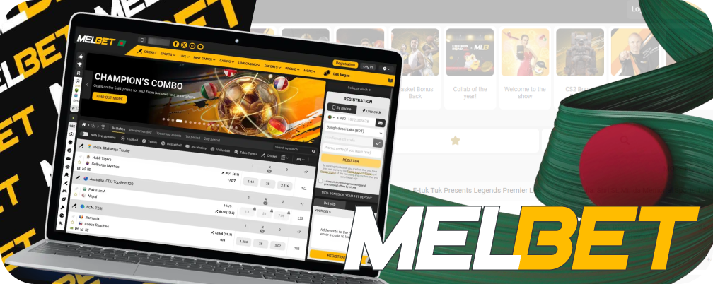 MelBet offers online betting on a variety of sports as well as casino games.